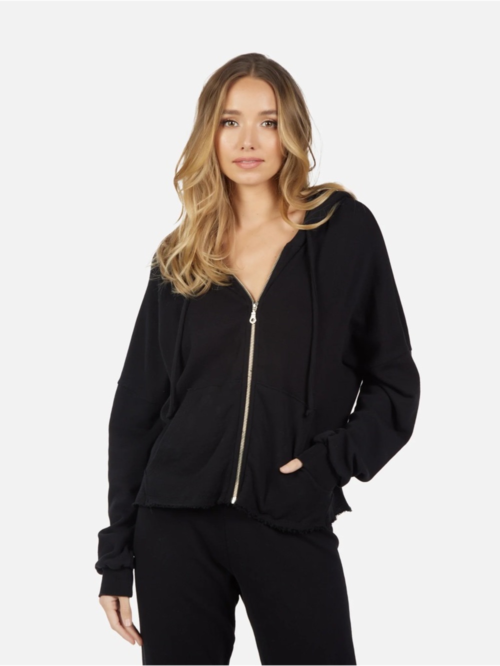 Michael Lauren Black Zip Up Sweatshirt Hoodie